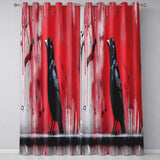 Black Crow on Red Graffiti Wall Contemporary Stylish Design for Modern Home Decor Readymade Eyelet Ring Top Thermal 100% Blackout Curtains