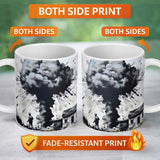 Mushroom Cloud Over House Street Art 11oz Ceramic Coffee Tea Mug White Large Handle