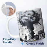 Mushroom Cloud Over House Street Art 11oz Ceramic Coffee Tea Mug White Large Handle