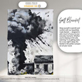 Mushroom Cloud Over House Street Art, Bedroom Living Room Accent, Thoughtful Housewarming Gift - Super Soft Fleece Blanket Bed Sofa Throw