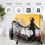 Girl Reaching for Dripping Red Heart Graffiti, All Season Comfort, Thoughtful Housewarming Gift - Super Soft Fleece Blanket Bed Sofa Throw
