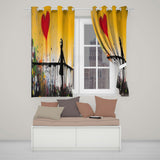 Girl Reaching for Dripping Red Heart Graffiti Bold Vibrant Artwork for Home Decor Readymade Eyelet Ring Top Thermal 100% Blackout Curtains