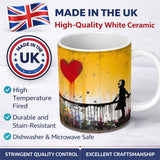 Girl Reaching for Dripping Red Heart Graffiti 11oz Ceramic Coffee Tea Mug White Large Handle