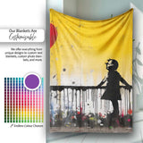 Girl Reaching for Dripping Red Heart Graffiti, All Season Comfort, Thoughtful Housewarming Gift - Super Soft Fleece Blanket Bed Sofa Throw