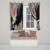 Burning Houses Anti War Street Art Creative Striking Design for Modern Home Decor Readymade Eyelet Ring Top Thermal 100% Blackout Curtains