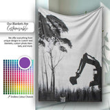 Excavator Destroying Forest Environmental Street Art, Lightweight Comfortable Decorative Accent - Super Soft Fleece Blanket Bed Sofa Throw