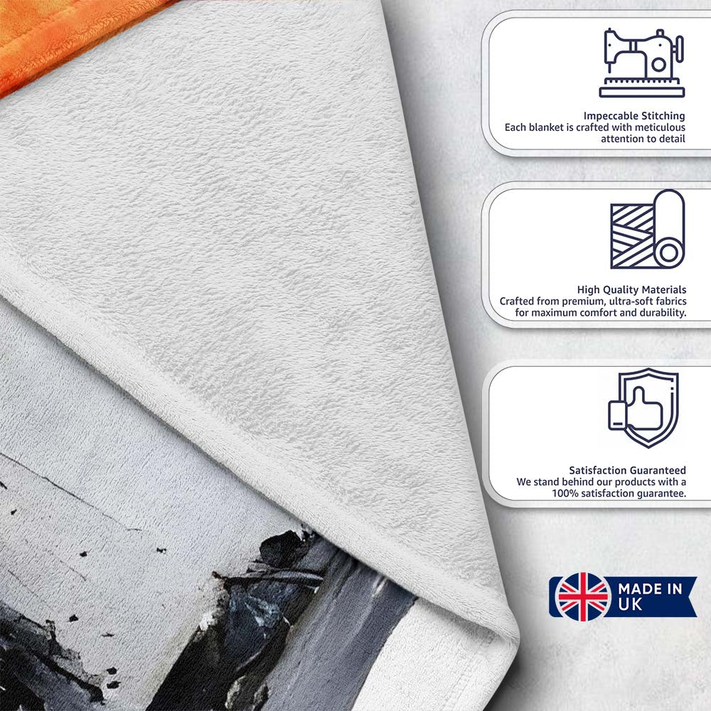 Burning Tank Anti War Graffiti, Cozy Home Decor, Bedroom Living Room Accent, All Season Comfort - Super Soft Fleece Blanket Bed Sofa Throw
