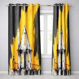 Child Painting Burnt House Street Art Contemporary Vibrant Artwork for Home Decor Readymade Eyelet Ring Top Thermal 100% Blackout Curtains