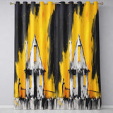 Child Painting Burnt House Street Art Contemporary Vibrant Artwork for Home Decor Readymade Eyelet Ring Top Thermal 100% Blackout Curtains