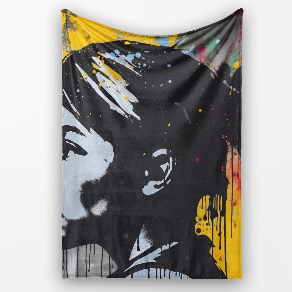 Colour Splash Portrait Urban Graffiti, Bedroom Living Room Accent, Thoughtful Housewarming Gift - Super Soft Fleece Blanket Bed Sofa Throw