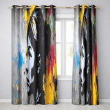Colour Splash Portrait Urban Graffiti Contemporary Elegant Artwork for Home Decor Readymade Eyelet Ring Top Thermal 100% Blackout Curtains