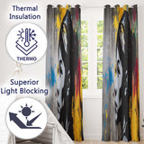 Colour Splash Portrait Urban Graffiti Contemporary Elegant Artwork for Home Decor Readymade Eyelet Ring Top Thermal 100% Blackout Curtains