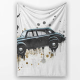 Man Dancing on Classic Black Car Street Art, Bedroom Living Room Accent, Unique Artistic Design - Super Soft Fleece Blanket Bed Sofa Throw