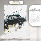 Man Dancing on Classic Black Car Street Art, Bedroom Living Room Accent, Unique Artistic Design - Super Soft Fleece Blanket Bed Sofa Throw
