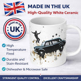 Man Dancing on Classic Black Car Street Art 11oz Ceramic Coffee Tea Mug White Large Handle