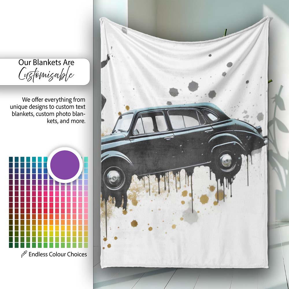 Man Dancing on Classic Black Car Street Art, Bedroom Living Room Accent, Unique Artistic Design - Super Soft Fleece Blanket Bed Sofa Throw