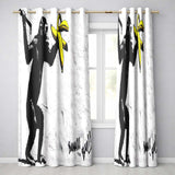 Monkey Holding Banana Urban Graffiti Vibrant Elegant Design for Modern Home Decor Readymade Eyelet Ring Top Thermal 100% Blackout Curtains