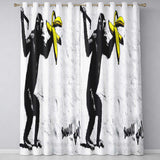 Monkey Holding Banana Urban Graffiti Vibrant Elegant Design for Modern Home Decor Readymade Eyelet Ring Top Thermal 100% Blackout Curtains