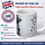 Cat Astronaut Watching Falling Star Street Art 11oz Ceramic Coffee Tea Mug White Large Handle