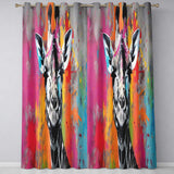 Colour Splash Giraffe Portrait Graffiti Stylish Bold Design for Modern Home Decor Readymade Eyelet Ring Top Thermal 100% Blackout Curtains