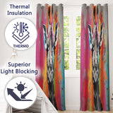 Colour Splash Giraffe Portrait Graffiti Stylish Bold Design for Modern Home Decor Readymade Eyelet Ring Top Thermal 100% Blackout Curtains