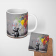 Mouse Holding Colourful Balloons Street Art 11oz Ceramic Coffee Tea Mug White Large Handle