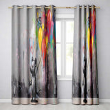 Mouse Holding Colourful Balloons Street Art Modern Elegant Artwork for Home Decor Readymade Eyelet Ring Top Thermal 100% Blackout Curtains