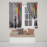 Mouse Holding Colourful Balloons Street Art Modern Elegant Artwork for Home Decor Readymade Eyelet Ring Top Thermal 100% Blackout Curtains