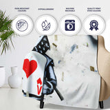 Robot Holding Ace of Hearts Playing Card Street Art, All Season Comfort, Modern Interior Accent - Super Soft Fleece Blanket Bed Sofa Throw