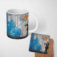 Man with Rainbow Umbrella in the Rain Graffiti 11oz Ceramic Coffee Tea Mug White Large Handle
