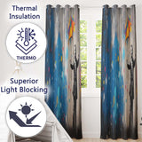 Man with Rainbow Umbrella in the Rain Graffiti Striking Artwork for Bedroom Decor Readymade Eyelet Ring Top Thermal 100% Blackout Curtains