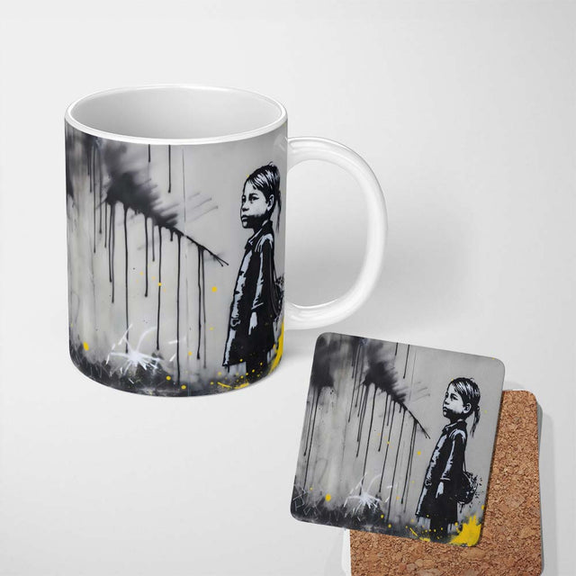 Girl with Paint Splash Backpack Street Art 11oz Ceramic Coffee Tea Mug White Large Handle