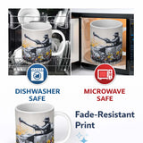 Tank Surrounded by Wildflowers Anti War Street Art 11oz Ceramic Coffee Tea Mug White Large Handle