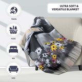 Tank Surrounded by Wildflowers Anti War Street Art, All Season Comfort, Stylish Room Decoration - Super Soft Fleece Blanket Bed Sofa Throw