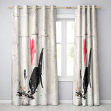 Large Fish and Little Girl with Pink Flower Street Art Modern Artistic Home Decor Readymade Eyelet Ring Top Thermal 100% Blackout Curtains