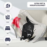 Large Fish and Little Girl with Pink Flower Street Art, Decorative Comfortable Everyday Comfort - Super Soft Fleece Blanket Bed Sofa Throw