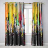 Colour Splash Rhino Family Portrait Urban Graffiti Artistic Design for Home Decor Readymade Eyelet Ring Top Thermal 100% Blackout Curtains