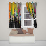 Colour Splash Rhino Family Portrait Urban Graffiti Artistic Design for Home Decor Readymade Eyelet Ring Top Thermal 100% Blackout Curtains