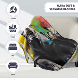 Colour Splash Rhino Family Portrait Urban Graffiti, All Season Comfort, Stylish Room Decoration - Super Soft Fleece Blanket Bed Sofa Throw