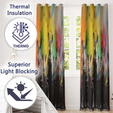 Colour Splash Rhino Family Portrait Urban Graffiti Artistic Design for Home Decor Readymade Eyelet Ring Top Thermal 100% Blackout Curtains