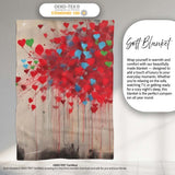 Girl Releasing Colourful Heart Balloons Street Art, All Season Comfort, Stylish Room Decoration - Super Soft Fleece Blanket Bed Sofa Throw