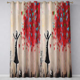 Girl Releasing Colourful Heart Balloons Street Art Striking Design for Home Decor Readymade Eyelet Ring Top Thermal 100% Blackout Curtains