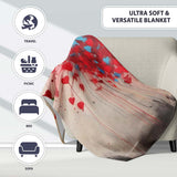 Girl Releasing Colourful Heart Balloons Street Art, All Season Comfort, Stylish Room Decoration - Super Soft Fleece Blanket Bed Sofa Throw