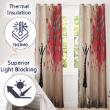 Girl Releasing Colourful Heart Balloons Street Art Striking Design for Home Decor Readymade Eyelet Ring Top Thermal 100% Blackout Curtains