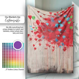 Girl Releasing Colourful Heart Balloons Street Art, All Season Comfort, Stylish Room Decoration - Super Soft Fleece Blanket Bed Sofa Throw
