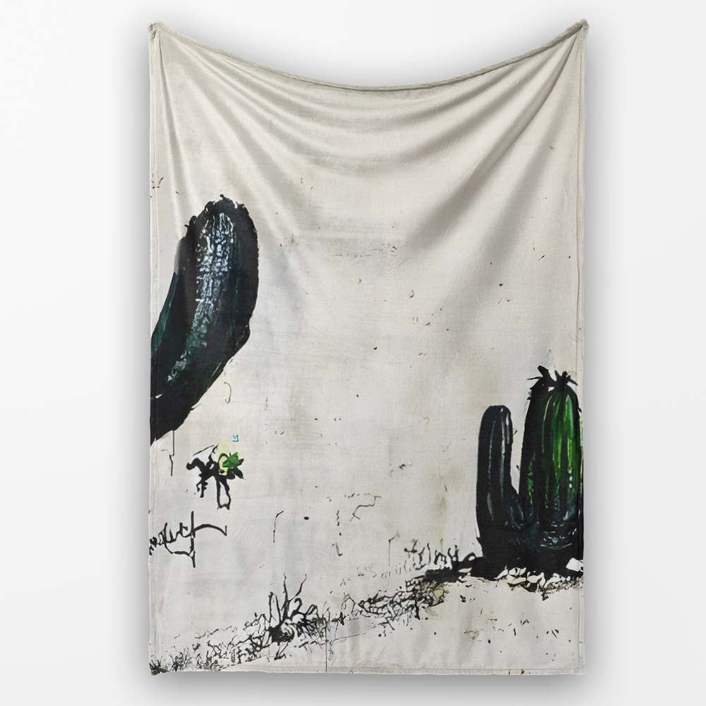 Minimalist Desert Cactus Urban Street Art, Bedroom Living Room Accent, Comfortable Everyday Use - Super Soft Fleece Blanket Bed Sofa Throw