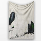 Minimalist Desert Cactus Urban Street Art, Bedroom Living Room Accent, Comfortable Everyday Use - Super Soft Fleece Blanket Bed Sofa Throw