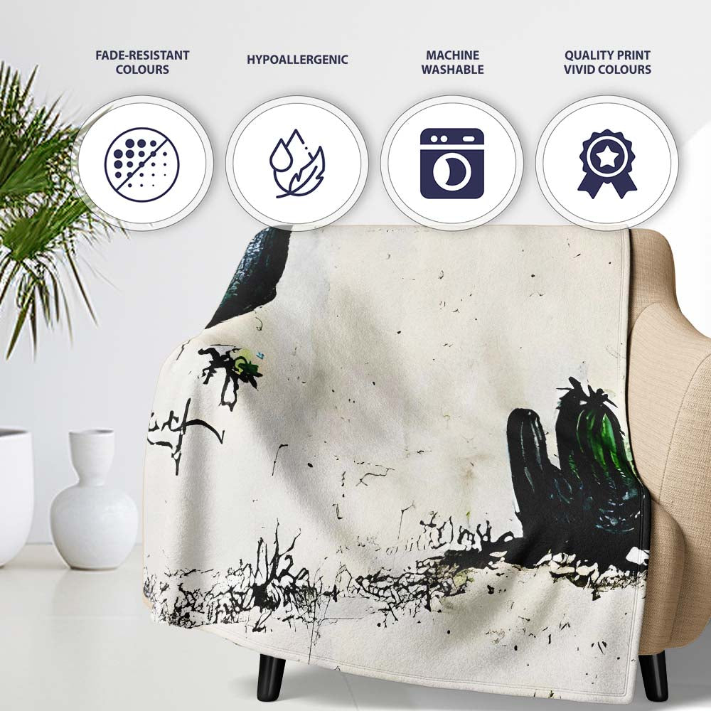 Minimalist Desert Cactus Urban Street Art, Bedroom Living Room Accent, Comfortable Everyday Use - Super Soft Fleece Blanket Bed Sofa Throw