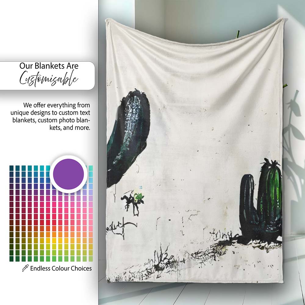 Minimalist Desert Cactus Urban Street Art, Bedroom Living Room Accent, Comfortable Everyday Use - Super Soft Fleece Blanket Bed Sofa Throw