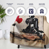 Robots Holding Playing Cards Contemporary Graffiti, All Season Comfort, Stylish Room Decoration - Super Soft Fleece Blanket Bed Sofa Throw